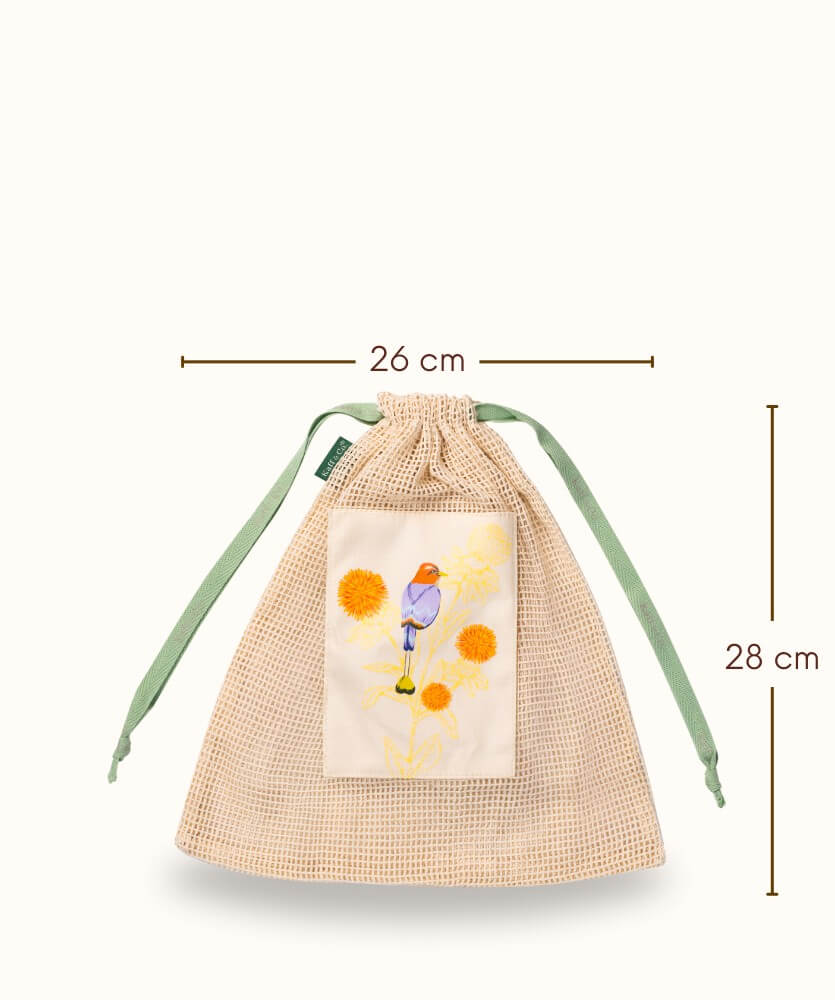 ถุงผ้าตาข่ายหูรูด พิมพ์ลาย